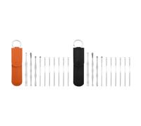 VILLCASE Earwax Removal Tool 2 Sets with Double Head Design Stainless Steel Portable Spiral and Massage Spoon Heads for Effective Wax Removal and Comfortable Ear Cleaning