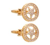 VILLCASE Elegant Golden Star Cufflinks for Men and Women Made of Copper with Shine and Versatile Styling, for Business Meetings and Daily Wear, 1 Pair Present Set