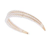 VILLCASE Elegant Pearl Bridal Headband and Brides, Metal and Pearl Material with Three-deck Design, Comfortable to Wear Hair Decoration for Holidays and Carnivals