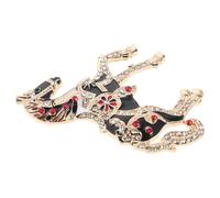 VILLCASE Elegant Rhinestone Horse Lapel Pin with Enamel Finish, Classic Palace Style Brooch for Spring Festival Party and Birthday, Black Vintage Running Horse Accessory, Zodiac