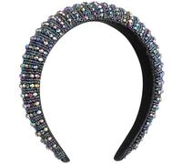 VILLCASE Elegant Wide Rhinestone Headband for Women Decorative Beads and Comfortable Wearing Experience, Beautiful Plastic Hair Accessory Suitable for Weddings and Special Occasions