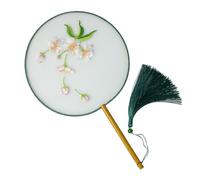 VILLCASE Embroidered Retro Circular Hand Fan Traditional Chinese Folk Art DIY Decorative Embroidery Fan for Dance Photography Movie Prop Gift Random Color