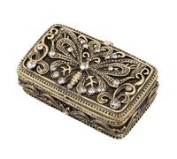 VILLCASE European Style Vintage Jewelry Storage Home Decor Metal Ring Container Trinket Boxes for Women Vintage Earrings Rings Case Jewellery Organiser Earring Case Trinket Holder Golden
