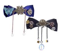 VILLCASE Fabric Bow Hairpin Vintage Zinc Alloy and Cloth Material with Gear Design Steampunk 2pcs Works on Hair Type with Many Styling Options Suitable for Dance and Daily Life