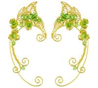 VILLCASE Fairy Ear Clip on Earrings, Decorative Ear, Vintage Alloy, Non-piercing, Golden, Lightweight, for Women, Weddings and Special Occasions