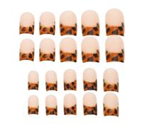 VILLCASE False Nail Tips Leopard Print with Jelly Glue Medium Length 24pcs Press-on Nails Full Cover Detachable for Home and Professional Manicure