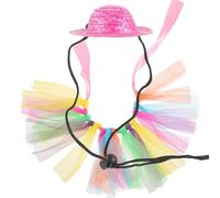 VILLCASE Festive Hat and Colorful Tutu Skirt Set for Small Animals, Comfortable Mesh and Material Bunny Costume for Hamsters and Guinea Pigs, for Parties and Family Portraits