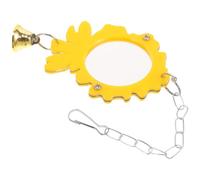 VILLCASE Flower Shaped Acrylic Parrot Mirror with Bell and Hook | Yellow Bright Decor, Reusable Nibbling Engagement, for Cockatiel and Small Parrots in Cage Areas