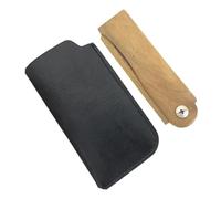 VILLCASE Folding Wooden Beard Comb Green Sandalwood and Black Leather Case, Portable Mustache Accessory, Pocket-Sized Wooden Hair Comb for Travel and Daily Grooming