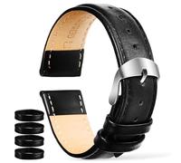 VILLCASE Genuine Leather Watch Strap Replacement Band for Men and Women, Comfortable and Versatile Black Watch Leather Strap Suitable for Mother's Day and Anniversary