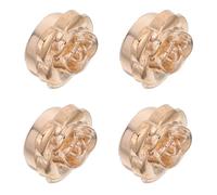 VILLCASE Gold Rose Metal Button Covers Clip-On Press-Style Wraps 4Pcs 11.5Mm Inner Diameter for Women's Shirts Jackets and Sewing Crafts