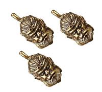 VILLCASE Golden Brass Monkey Wukong Head Key Ring Pendant 3pcs