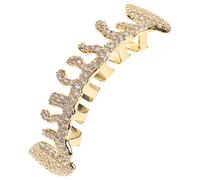 VILLCASE Golden Single Tooth Grill with Dazzling Rhinestones and Snug Fit, Irregular Shape Copper Cap for Men, Unique Modern Style for Hip Hop Rapper Costume and Trendsetters