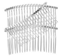 VILLCASE Hair Side Combs Sturdy Hard Metal Wire Silver Metal 3 Pieces with 20 Teeth for DIY Hair Pieces and Sewing onto Wedding Veils and Craft Projects