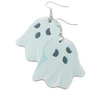 VILLCASE Halloween Pu Leather Skull and Pumpkin Drop Earrings for Women, Fashionable Blue Halloween Party Accessories Horror Elements, Ear Jewelry for Occasion