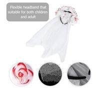 VILLCASE Halloween Veil Headband Rose Flower Crown Long Decorative Black Veil for Gothic Devil Masquerade Accessories