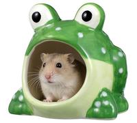 VILLCASE Hamster Hideout Hut Small Pet Hamster Hideout Easy to Clean Cool down Ceramic Cartoon Shape Lovely Green Home Decoration