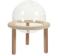 VILLCASE Hamster Sand Bath Container, Transparent Small Sand Bath Box Cage, Hamster Bathtub Box, Glass Round Bathtub Household with Wood Stand for Small Animals