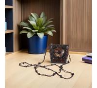 VILLCASE Handmade Tribal Coconut Shell Crossbody Bag Women Mini Woven Boho Coin Purse Summer Beach Shoulder Purse Flower Beaded Strap Ethnic Travel Wallet