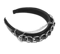 VILLCASE Headband Personality Unique for with and Cool Occasions Vibe with Black Pu Zinc Alloy Punk Gothic Cross Shape, Non Slip Decorative Hoop Hair Women