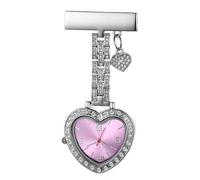 VILLCASE Heart Shaped Nurse Clip-on Watch with Glass and Alloy Material, Portable and Lightweight Hanging Pocket Watch for Women Working in Hospitals