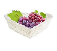 VILLCASE Heart Shaped Paper String Fruit Plate and Storage Basket for Small Items with Desktop Tray, White Decorative Serving Tray for Home and Party Use