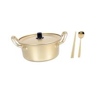 VILLCASE Heat-Resistant Korean Aluminum Instant Noodle Pot with Dual Handles and Lid Ramen Pan for Kitchen Camping and Outdoor Cooking