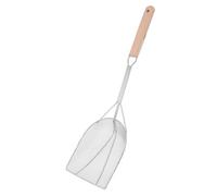 VILLCASE Heavy Duty Stainless Steel Skimmer Spoon with Wooden Handle Heat Resistant Oil Filter Strainer for Frying French Fries Seafood Nonwelded Food Scoop with Hanging for Boiling and