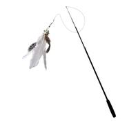 VILLCASE Interactive Cat Wand with Telescopic 1.8m Carbon Fiber Rod and Artificial Plume Black Cat Teasing to Activate Hunting Instincts for Indoor Play