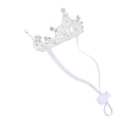 VILLCASE Jewelled Silver Alloy Dog and Cat Tiara Crown with Adjustable Strap, Small Pet Headwear for Birthday Parties and Holiday Celebrations