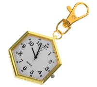 VILLCASE Key Chain Pocket Watch Hexagonal Golden Alloy with Glass Mirror Creative Stylish Retro Belt Decor Easy to Fix Gift for Nurse's Week