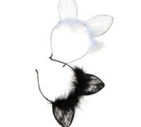 VILLCASE Lace Rabbit Ear Headband Unique Fashion Style Comfortable and Well Decorated 2pcs Hair Accessories for Women for Birthday Parties and Drag Shows