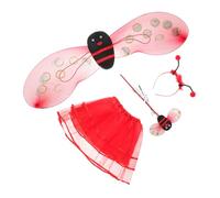VILLCASE Ladybug Costume Set for, 4pcs Ladybug Dress Wings and Headband, Red Black Polka Dot Tutu Skirt, Halloween Party Cosplay Outfit for Boys and