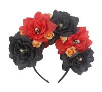 VILLCASE Lightweight Fabric Rose Flower Hair Band with Skull Decor, Comfortable Halloween Hair Hoop Headband for Self-portrait Prop and Take Pictures, Adorable and Unique Floral Headpiece