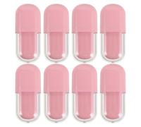 VILLCASE Lip Balm Containers Cosmetic Packaging with Applicator Wand 8pcs Pink Oval Lip Gloss Tubes 3ml Refillable Plastic Portable for Travel and Personal Use