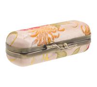 VILLCASE Lipstick Holder Cosmetic Holder Decorative Fabric Zinc Alloy Button Closure Design Easy to Carry Women Traveling Makeup Case with Mirror