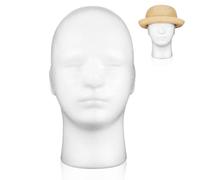 VILLCASE Male Mannequin Head 10.4x7.9x5.1In Polystyrene Foam - Space-Saving Display for Wigs, Hats & Scarves, Lightweight Salon Counter or Home Use