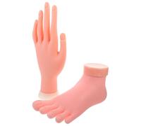 VILLCASE Manicure Training Tool 2pcs Fake Left Hand and Left Foot Model Flexible Practice Nail Art Hand for Nail Technicians and Beginners at Home Or Salon Use Random Color