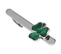 VILLCASE Men's Shamrock Tie Clip for Regular Ties Irish Lucky Clover Pin Metal Decorative Necktie Accessory for Business and Wedding, St Patrick's Day Suit Jewelry