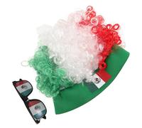 VILLCASE Mexican Flag Curly Wig for Men and Women, Pet Material Afro Style with Realistic Texture, Instant Style Transformation for Football Matches and Sports Events