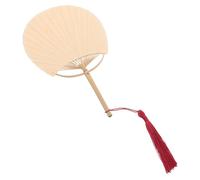 VILLCASE Mini Bamboo Paddle Fan with Long Handle and Tassel Lightweight Summer Hand Fan for DIY Painting Vintage Japanese Style Accessory for Weddings Parties and Home