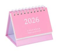 VILLCASE Mini Desk Calendar Standing Flip Monthly Planner Small Decorative Office Desk Calendar for Home School Pink Simple Color Design