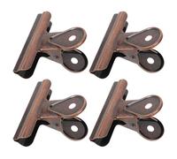 VILLCASE Mini Metal Bulldog Clips 4Pcs 65Mm Vintage Red Copper Hinge Clamps for School Filing, DIY Photo Craft, Office and Kitchen Organization