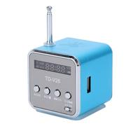 VILLCASE Mini Radio TD V26, Small Digital Radio with LED Display, Portable Speaker Supports USB Drive, Micro SD/TF Card, MP3 Player, Rechargeable Battery Operated for Kitchen, Garden, Walking (Blue)