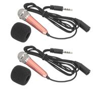 VILLCASE Mini Voice Recording Microphones with Human Voice 2pcs Lightweight Stainless Steel Portable Home Microphone for Phone and Computer for Karaoke and Streaming