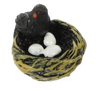 VILLCASE Miniature Artificial Bird Nest with Realistic Resin Bird Figurine, Lightweight and Creative Garden Decoration for Green Plant and Shopping Mall Display, Black Colour