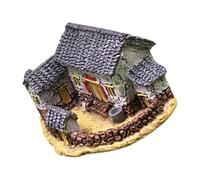 VILLCASE Miniature Resin Vintage-Style Cottage with Thatched Roof, White Walls, and Rustic Charm, Micro Landscape Decor for Fairy Gardens, Desktop and Office