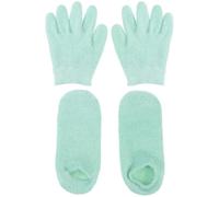 VILLCASE Moisturizing Gel Gloves and Spa Socks for Cracked Dry Hands and Feet Treatment Booties for Women Green Skin Care Random Style