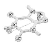 VILLCASE Molecular Structure Silver Brooch Pin Zinc Alloy Metal with Secure Fastening and Resistant Use Dress Pin for Chemistry Enthusiasts and Students for Clothing Decoration