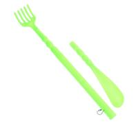 VILLCASE Multifunctional Back Scratcher and Shoehorn Tool with Claw Shape, Green Plastic Material, Portable Body Scratcher for Massage and Comfortable Shoe Wearing